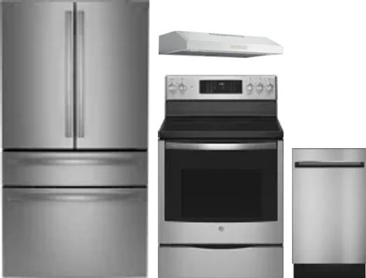 4 Piece Package Includes Refrigerator, Range, Hood And Dishwasher